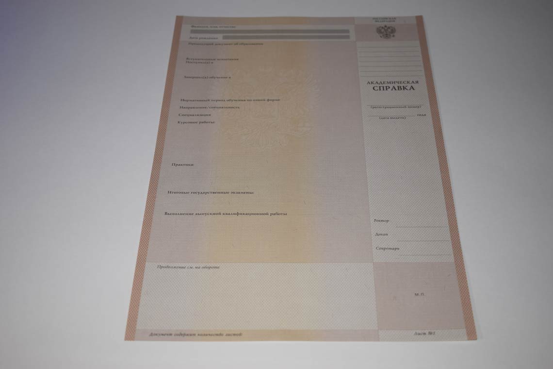 Академическая Справка ВУЗа 1996-2009 в Реутове